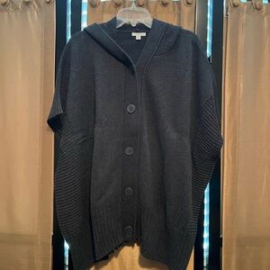 Women’s dark gray Hooded Sweater Poncho.